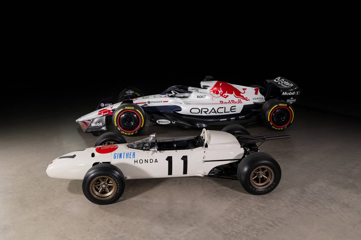 Spark Models F1 Honda RA272 No.11 Winner Mexican GP 1965 Richie Ginther - Red Bull Racing RB21 No.1 Oracle Red Bull Racing Winner Japanese GP 2025 Max Verstappen 1/43 Scale Model