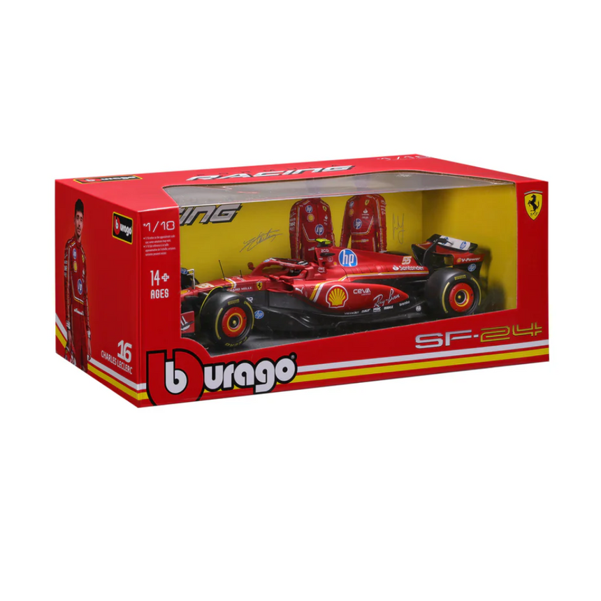 Bburago F1 2024 Ferrari F1 Team Scuderia Ferrari SF-24 - Charles Leclerc With Helmet 1/18 Scale