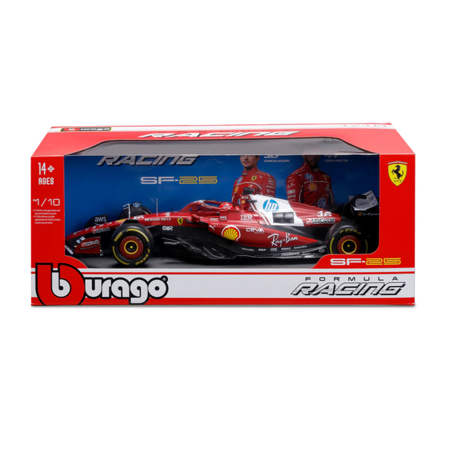 Bburago Ferrari F1 Team Ferrari SF-25 2025 Charles LeClerc with Helmet 1/18 Scale Model