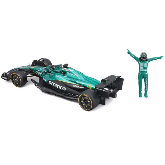 Bburago F1 Aston Martin F1 Team AMR24 With Driver Figure Lance Stroll 1/24 Scale Model