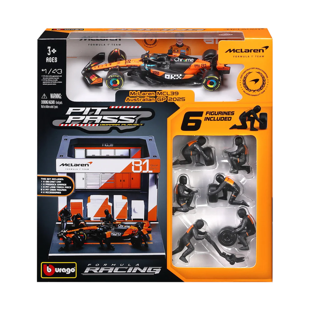 Bburago F1 McLaren F1 Team MCL39 Pit Pass Diorama Oscar Piastri 1/43 Scale Model