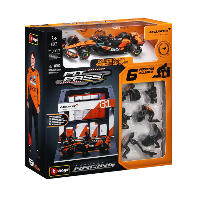 Bburago F1 McLaren F1 Team MCL39 Pit Pass Diorama Oscar Piastri 1/43 Scale Model