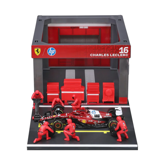 Bburago F1 Ferrari F1 Team SF-25 Pit Pass Diorama Charles Leclerc 1/43 Scale Model