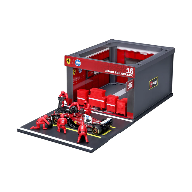 Bburago F1 Ferrari F1 Team SF-25 Pit Pass Diorama Charles Leclerc 1/43 Scale Model