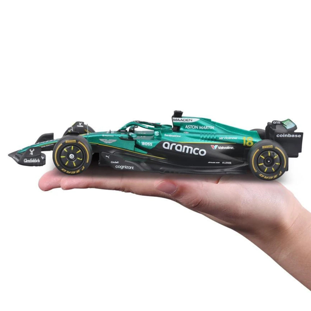 Bburago F1 Aston Martin F1 Team AMR24 With Driver Figure Lance Stroll 1/24 Scale Model