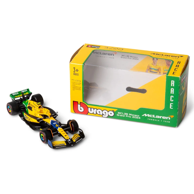 Bburago F1 McLaren F1 MCL38 2024 No.4 - Lando Norris Senna Livery 1/43 Scale Model