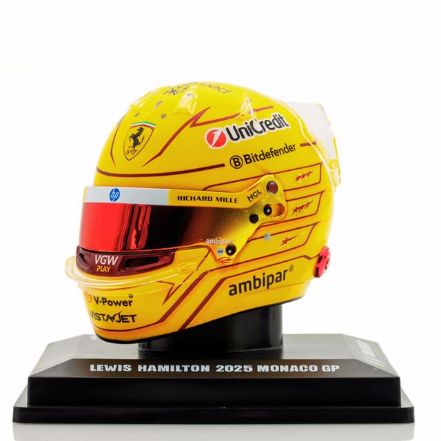 LookSmart F1 Lewis Hamilton – Scuderia Ferrari HP Monaco GP 2025 Mini Replica Helmet 1/5 Scale Model