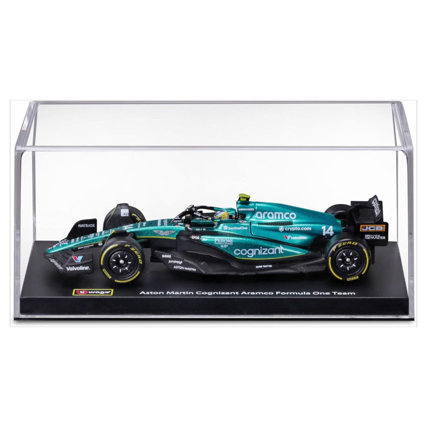 Bburago F1 Aston Martin F1 2023 AMR23 No.14 - Fernando Alonso With Helmet 1/43 Scale