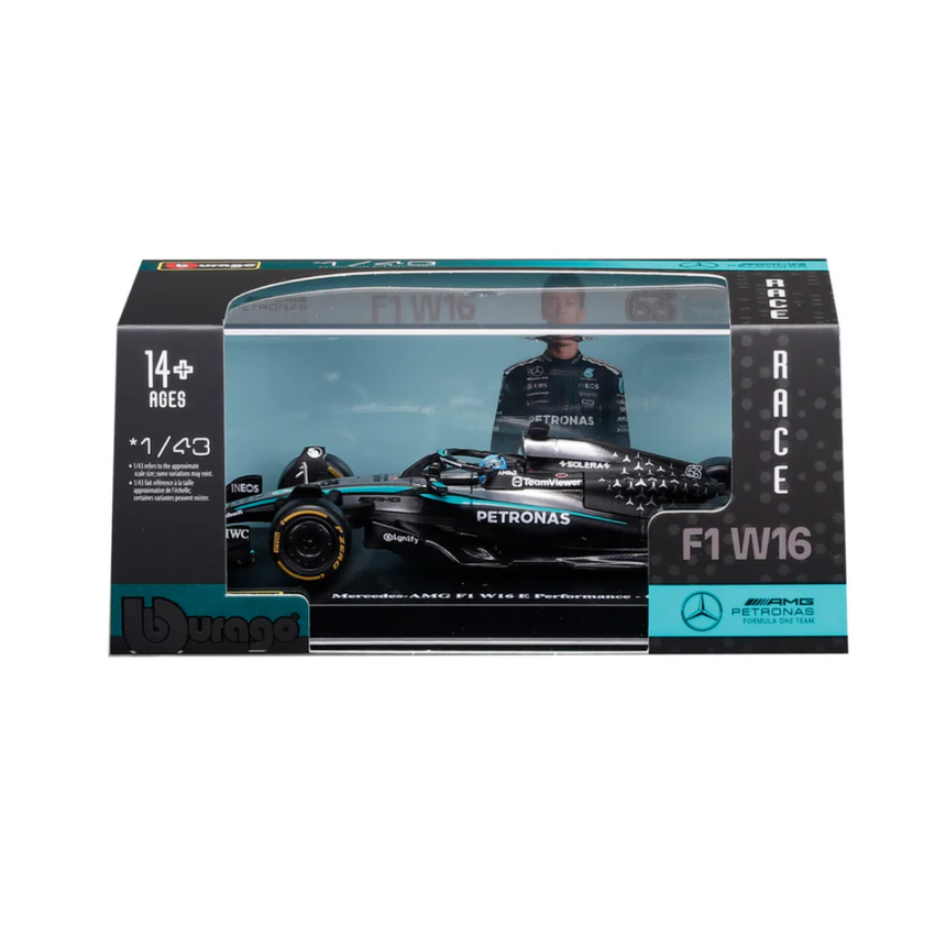 Bburago F1 Mercedes F1 Team AMG W16 2025 George Russell With Helmet 1/43 Scale Model
