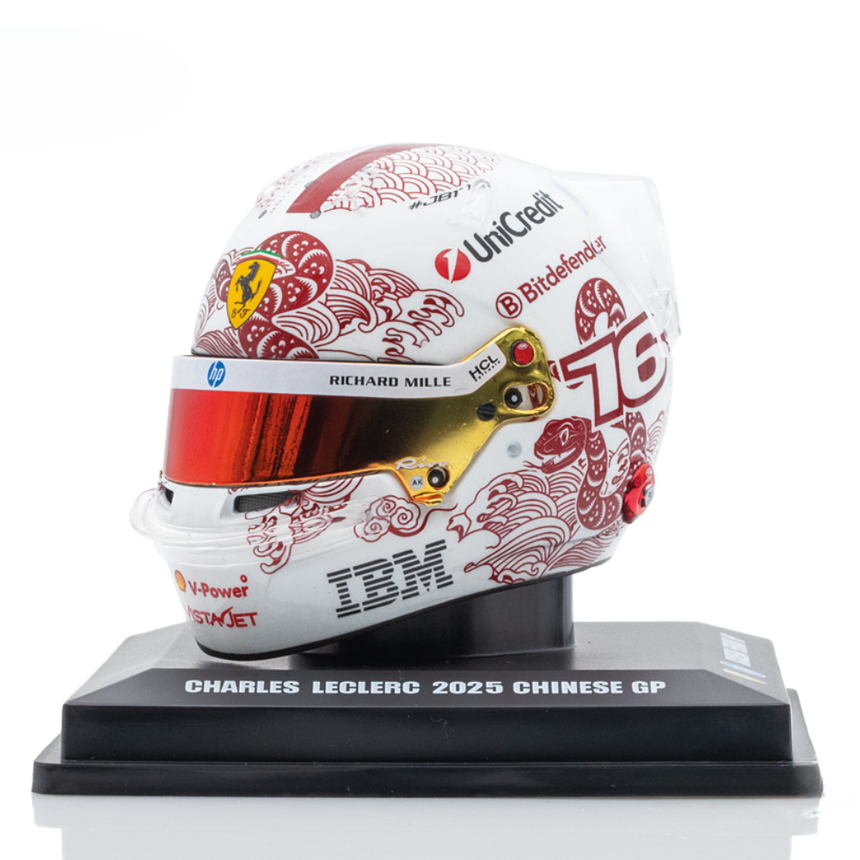 LookSmart F1 Charles Leclerc – Scuderia Ferrari HP China GP 2025 Mini Replica Helmet 1/5 Scale Model