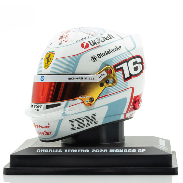 LookSmart F1 Charles Leclerc - Monaco GP 2025 - 2nd Place Mini Replica Helmet 1/5 Scale Model