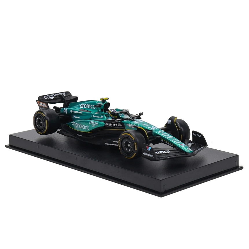 Bburago F1 Aston Martin F1 2023 AMR23 No.14 - Fernando Alonso With Helmet 1/43 Scale