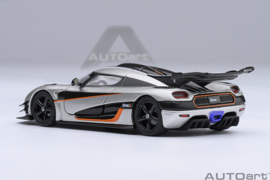 AutoArt Koenigsegg One:1 - Moon Grey/Carbon Black/Orange Accents 1/64 Scale