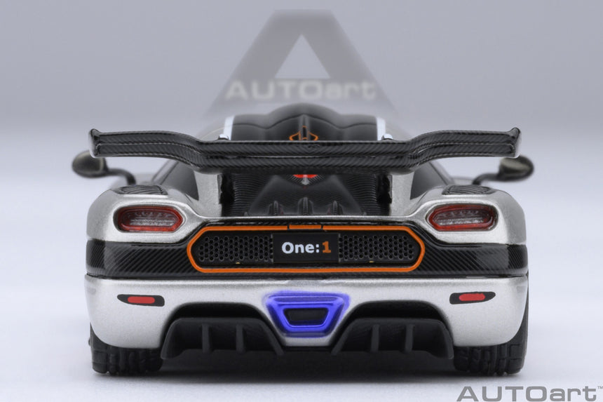 AutoArt Koenigsegg One:1 - Moon Grey/Carbon Black/Orange Accents 1/64 Scale