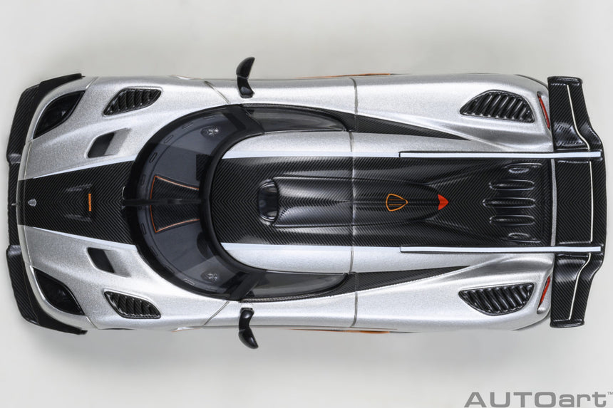 AutoArt Koenigsegg One:1 - Moon Grey/Carbon Black/Orange Accents 1/64 Scale