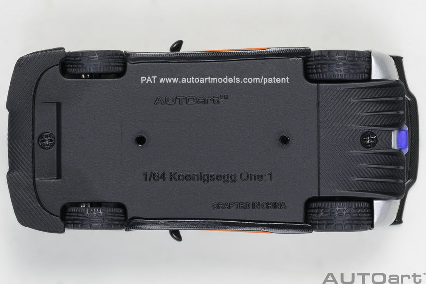 AutoArt Koenigsegg One:1 - Moon Grey/Carbon Black/Orange Accents 1/64 Scale