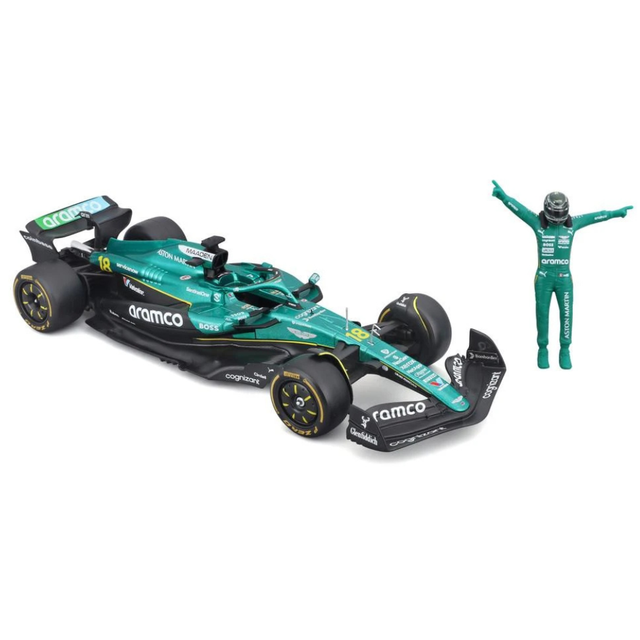 Bburago F1 Aston Martin F1 Team AMR24 With Driver Figure Lance Stroll 1/24 Scale Model
