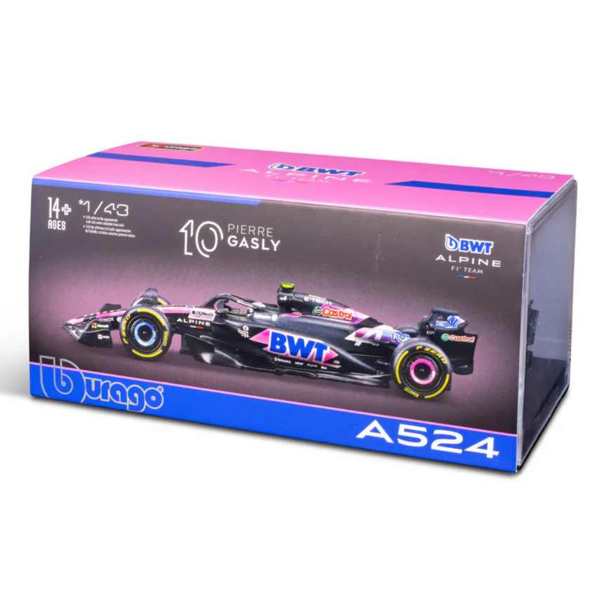 Bburago F1 BWT Alpine F1 Team A524 2024 With Helmet - Pierre Gasly 1/43 Scale