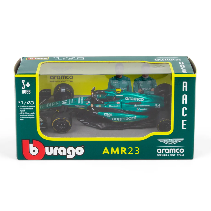 Bburago F1 Aston Martin F1 AMR23 No.14 - Fernando Alonso 1/43 Scale Model
