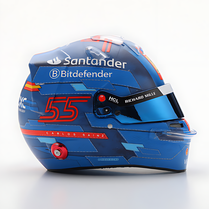LookSmart Carlos Sainz Miami GP 2024 Mini Replica Helmet Model 1/5 Scale