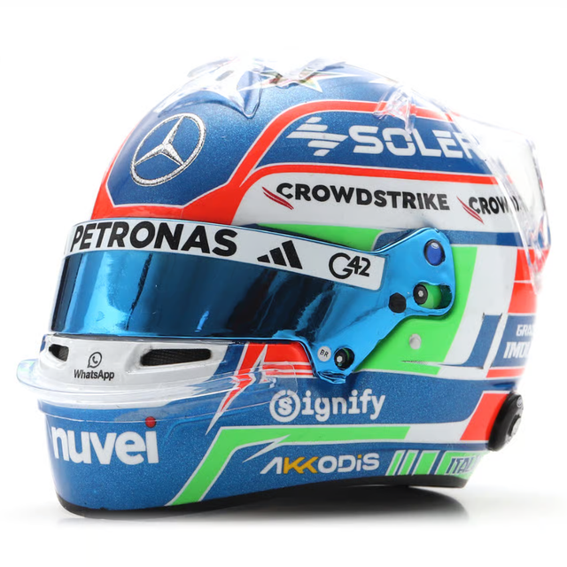 Spark Models F1 Mercedes-AMG PETRONAS F1 Team - Kimi Antonelli - Emilia-Romagna GP 2025 Mini Replica Helmet 1/5 Scale Model