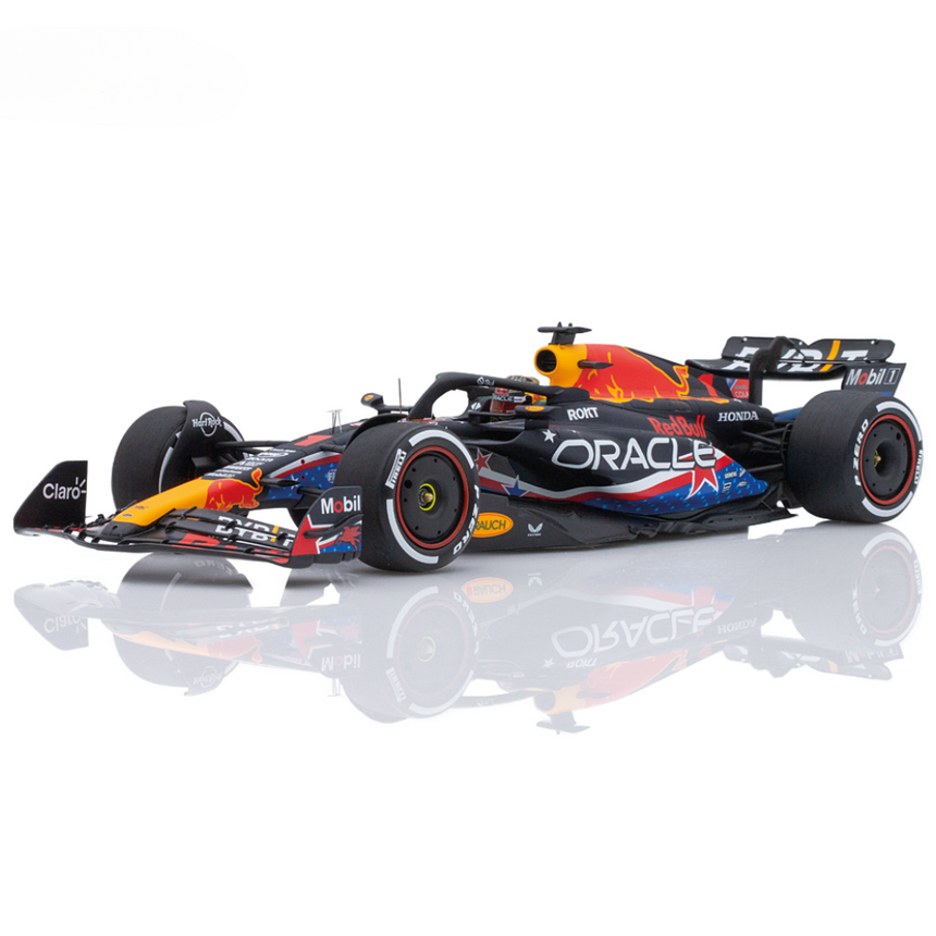 Spark Models F1 Oracle Red Bull Racing RB19 No.1 Oracle Red Bull Racing Winner USA GP 2023 - Max Verstappen 1/18 Scale