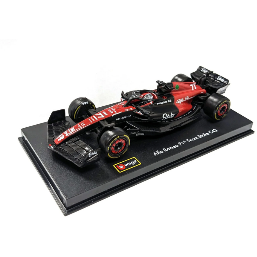 Bburago F1 Alfa Romeo F1 Team Stake C43 2023 With Helmet - Valtteri Bottas 1/43 Scale