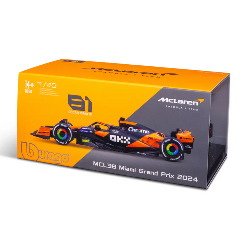 Bburago F1 McLaren F1 MCL38 2024 With Helmet - Oscar Piastri 1/43 Scale