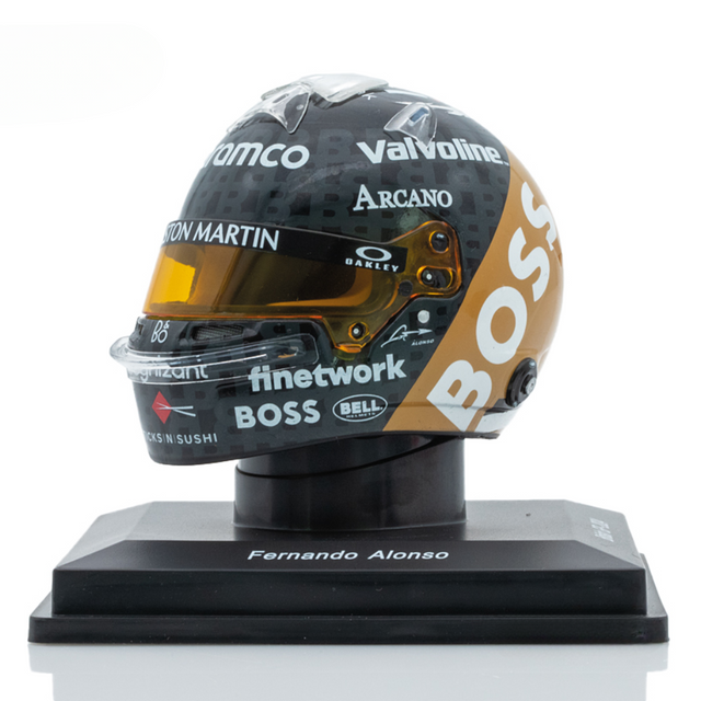 Spark Models Aston Martin Aramco F1 Team - Fernando Alonso - British GP 2024 Mini Replica Helmet 1/5 Scale Model