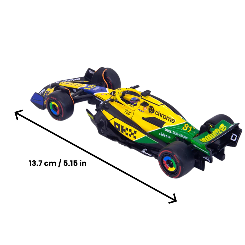 Bburago F1 McLaren F1 MCL38 2024 With Helmet - Oscar Piastri Special Ayrton Senna Livery 1/43 Scale