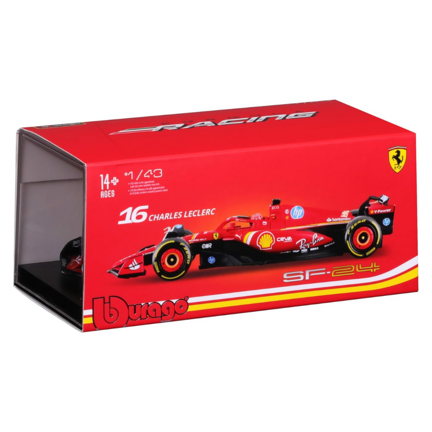 Bburago F1 2024 Ferrari F1 SF-24 #16 With Helmet - Charles Leclerc 1/43 Scale
