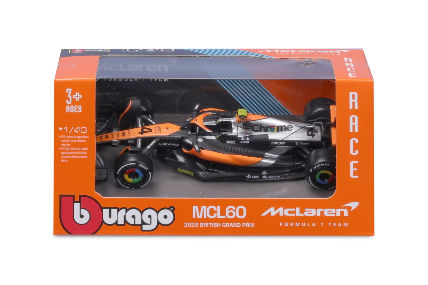 Bburago F1 McLaren F1 Team MCL60 2023 No.4 - Lando Norris 1/43 Scale