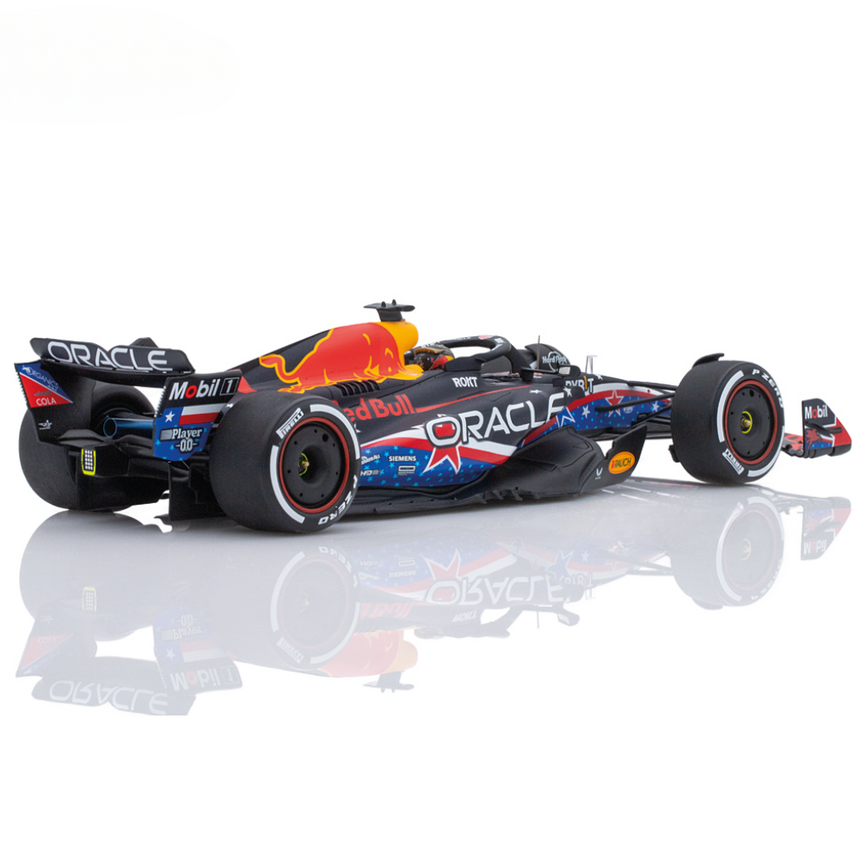 Spark Models F1 Oracle Red Bull Racing RB19 No.1 Oracle Red Bull Racing Winner USA GP 2023 - Max Verstappen 1/18 Scale
