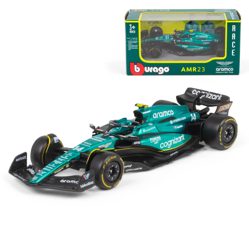 Bburago F1 Aston Martin F1 AMR23 No.14 - Fernando Alonso 1/43 Scale Model
