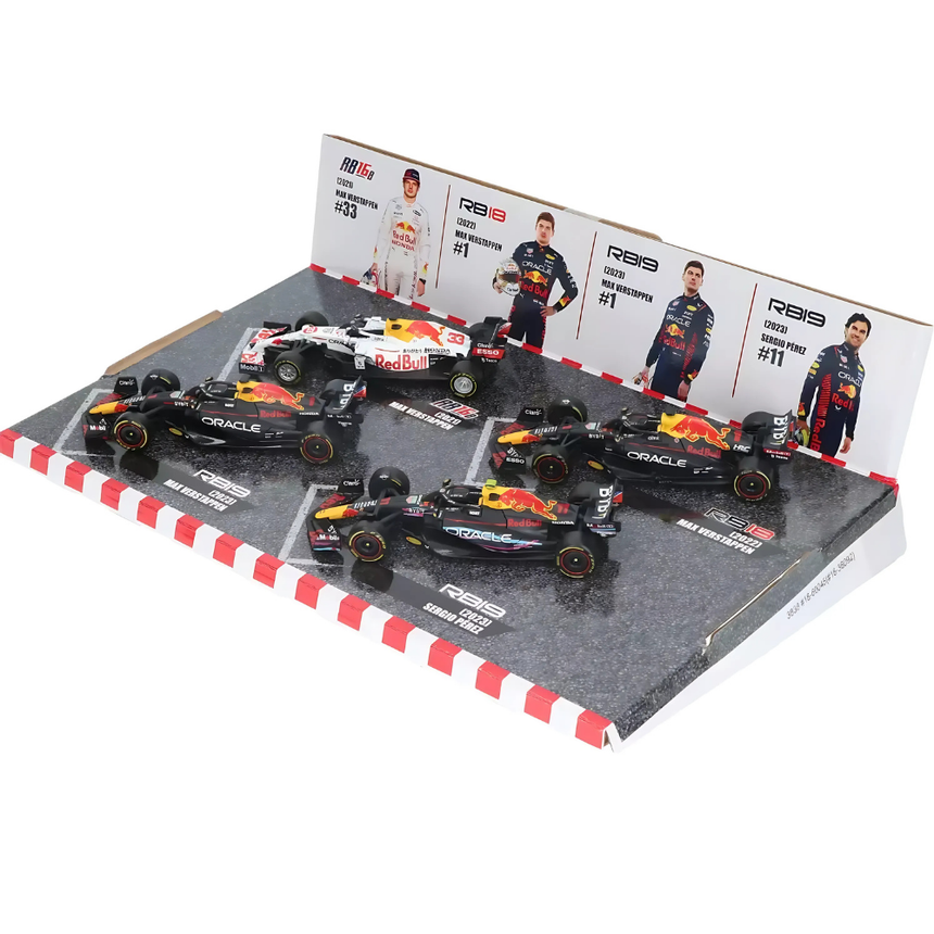 Bburago F1 Red Bull Racing F1 Team - Max Verstappen Champion Set of 4 Models 1/43 Scale