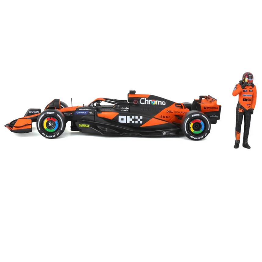 Bburago F1 McLaren F1 MCL38 2024 With Driver Figure - Oscar Piastri 1/24 Scale