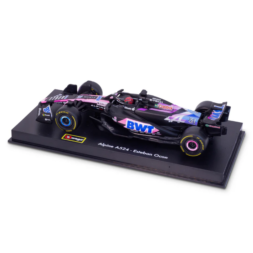 Bburago F1 BWT Alpine F1 Team A524 2024 With Helmet - Esteban Ocon 1/43 Scale Model