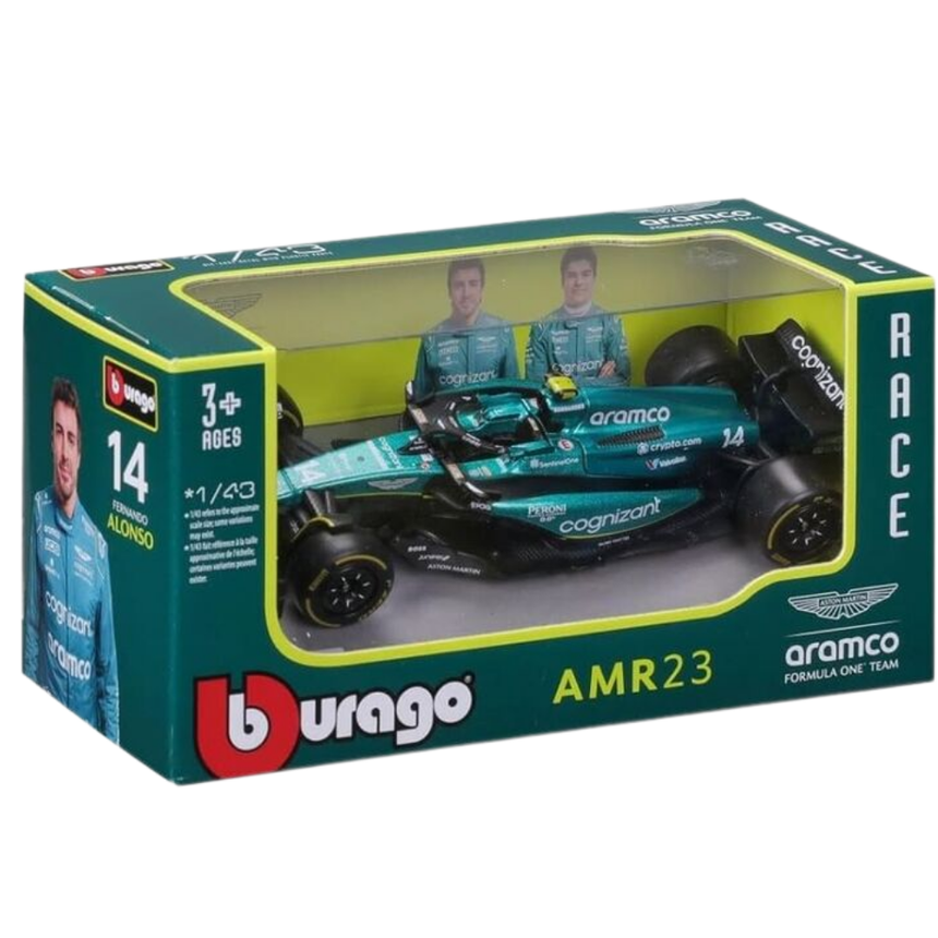 Bburago F1 Aston Martin F1 2023 AMR23 No.14 - Fernando Alonso 1/43 Scale