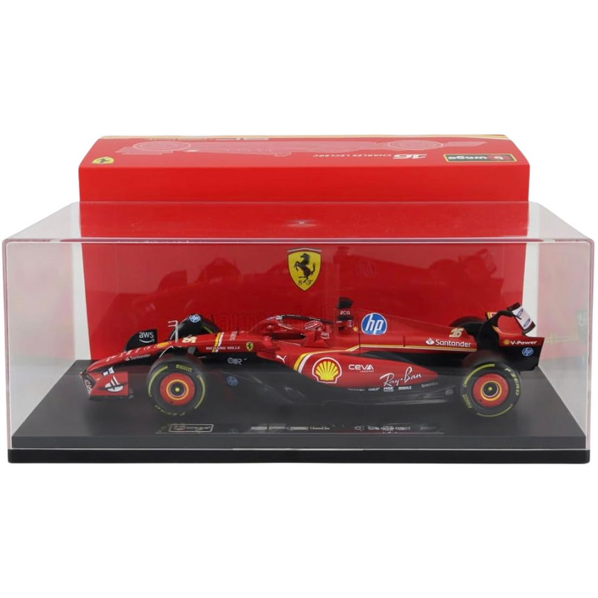 Bburago F1 2024 Ferrari F1 SF-24 Leclerc With Helmet Deluxe Hard Case 1/18 Scale