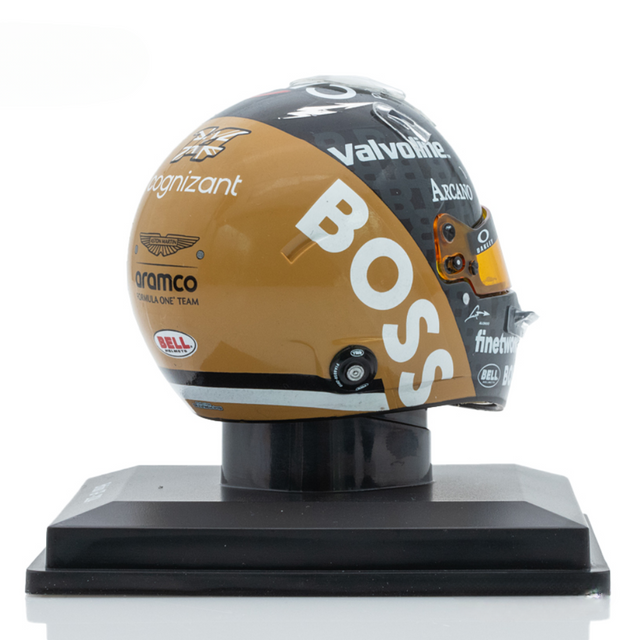 Spark Models Aston Martin Aramco F1 Team - Fernando Alonso - British GP 2024 Mini Replica Helmet 1/5 Scale Model