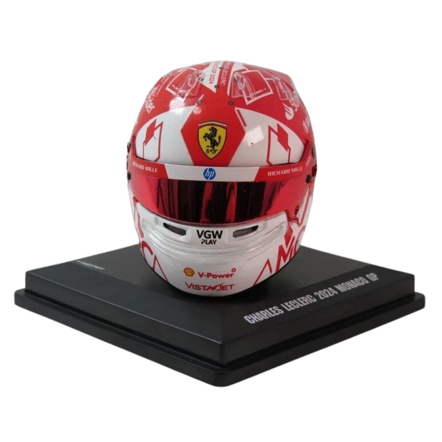LookSmart Charles Leclerc Monaco GP 2024 Mini Replica Helmet Model 1/5 Scale