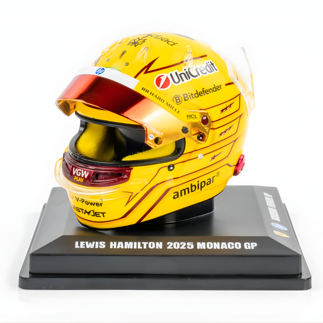 LookSmart F1 Lewis Hamilton – Scuderia Ferrari HP Monaco GP 2025 Mini Replica Helmet 1/5 Scale Model