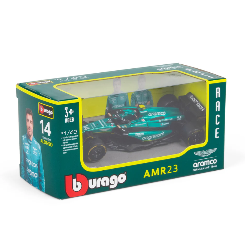 Bburago F1 Aston Martin F1 AMR23 No.14 - Fernando Alonso 1/43 Scale Model