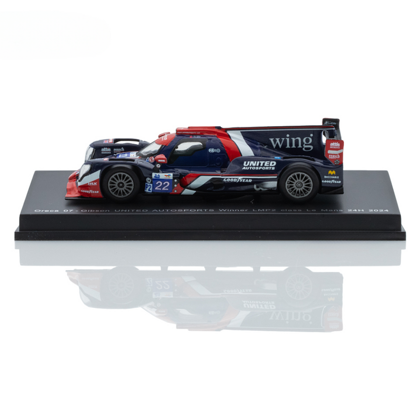 Spark Models Oreca 07 - Gibson No.22 United Autosports - Winner LMP2 class Le Mans 24H 2024 - O. Jarvis - B. Garg - N. Siegel 1/64 Scale Model