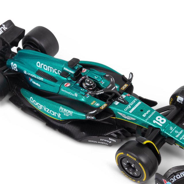 Bburago F1 Aston Martin F1 2023 AMR23 No.18 - Lance Stroll With Helmet 1/43 Scale Model