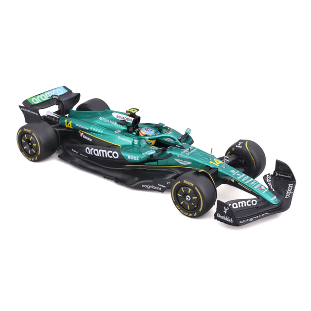 Bburago F1 Aston Martin F1 Team AMR24 With Helmet Fernando Alonso 1/24 Scale Model