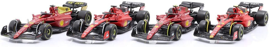 Bburago F1 Ferrari F1 Team 4PK Charles Leclerc and Carlos Sainz Highlights Set (4-Car Set) 1/43 Scale