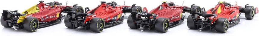 Bburago F1 Ferrari F1 Team 4PK Charles Leclerc and Carlos Sainz Highlights Set (4-Car Set) 1/43 Scale