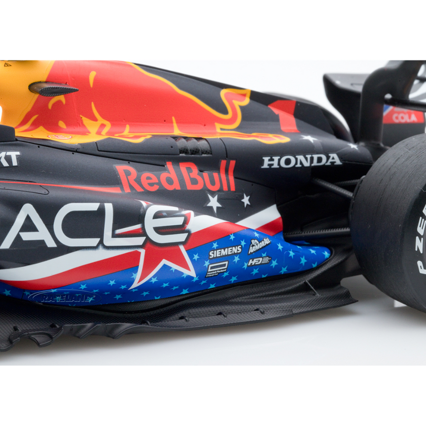 Spark Models F1 Oracle Red Bull Racing RB19 No.1 Oracle Red Bull Racing Winner USA GP 2023 - Max Verstappen 1/18 Scale