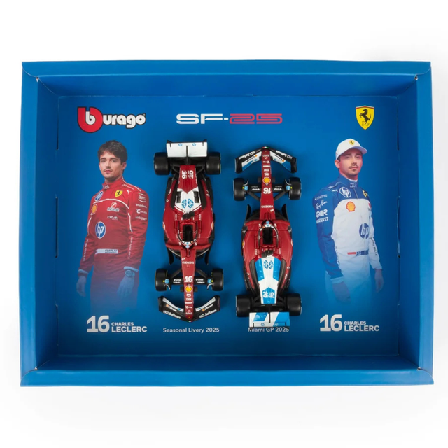 Bburago F1 Ferrari F1 Team SF-25 2025 Charles Leclerc Driver Two (2) Pack 1/43 Scale Model